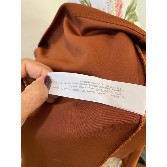 ZARA NWOT Cut Out Rushed Brown Dress Long Sleeve Medium - Picture 2 of 6